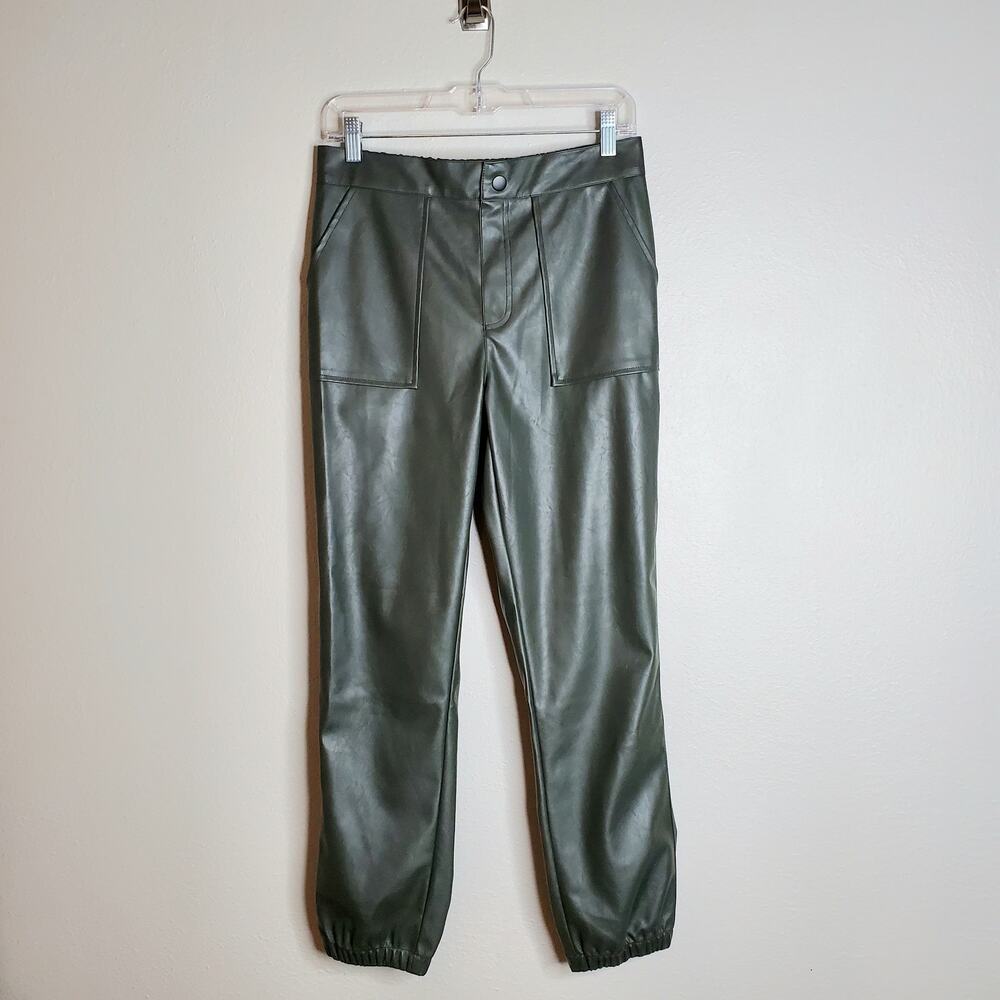 Edgy Casual Faux Leather Joggers S Green Going Out Fall Streetwear Mauby NWT